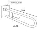 Поручень для унітазу відкидний Еверест Компані d 32мм - 700 мм, арт. PU-02b