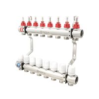 Колектор Polmark 1'x3/4' 8 виходів з термоклапанами та витратомірами PBMF108